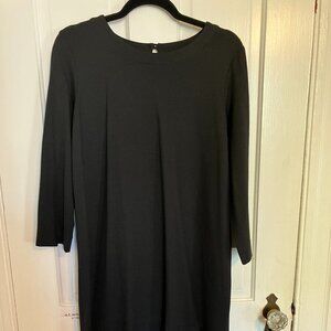 J Jill black l/s Ruffle-bottom ponte dress